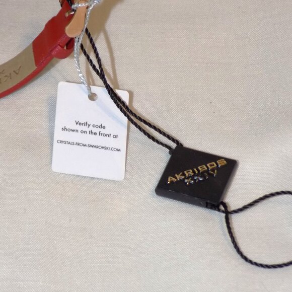 New $295 Tag Akribos XXIV Watch Swarovski Crystal Bezel, MOP Dial AK1093 Red - Picture 9 of 13